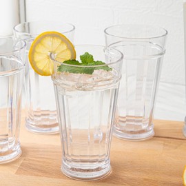 bzyoo 21oz Liberty Highball Tumbler Set – 4 Piece, BPA Free, Shatter-Proof Food Grade Plastic, Crystal Clear Durable Drinking Glasses for Cold Drinks