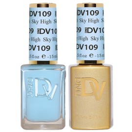 DND Gel Polish Set, Coquette Collection, UV/LED Gel Polish and Air Dry Nail Lacquer, Matching Chip-Free Polish Duo, 109 Sky High, 0.5 Fl Oz