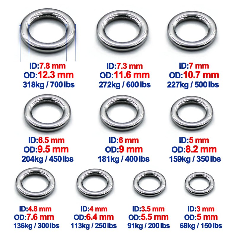 9KM DWLIFE Solid Rings 100pcs High Strength Stainless Steel Rings