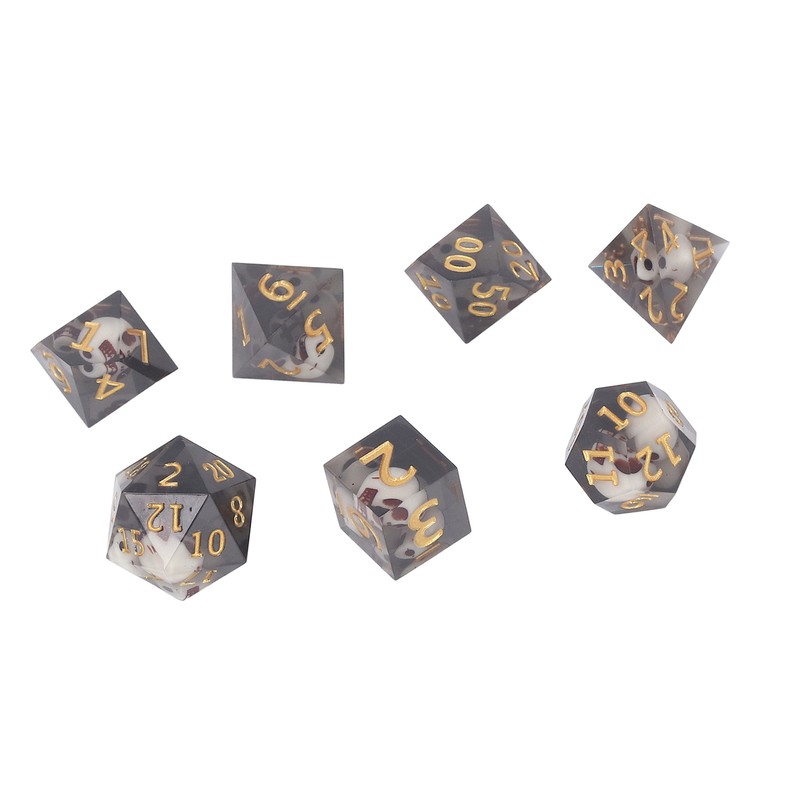 Polyhedral Dice Set Role Playing Epoxy Resin Transparent Skull Dice