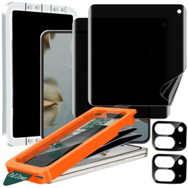 IMBZBK [Auto-Dust Removal] 2 Pack Privacy Screen Protector for Google Pixel 10 Pro Fold, 2 Inside Anti-Spy Film + 2 Front Tempered Glass + 2 Camera Lens Protector Accessories with Installation Frame