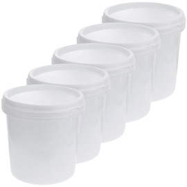 Mobestech 5Pcs Plastic Buckets with Lid Farm Multipurpose Buckets Portable Plastic Water Buckets with Handle Buckets 1L