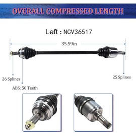 MAXFAVOR CV Axle Joint Assembly Shaft Front Pair Set of 2 Premium CV Joint Shaft Replacement for Honda Civic DEL SOL CRX Coupe 1.6L I4 1992 1993 1994 1995 1996 1997 1998 1999 2000