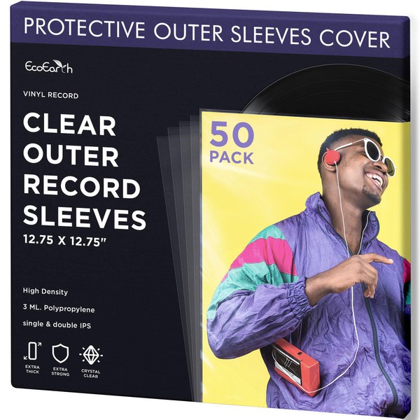 Premium Record Sleeves for Album Covers (50 Pack, 12.75 x