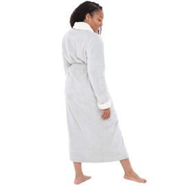 Alexander Del Rossa Women's Warm Fleece Robe, Long Plush Bathrobe, Small-Medium Light Gray with Sherpa (A0274LGRMD)