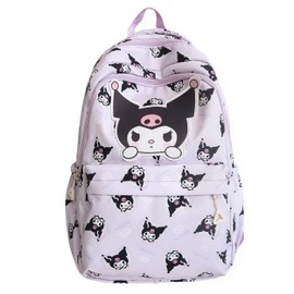 Roffatide Anime Kuromi School Backpack All Over Print Casual Schoolbag Girls Laptop Backpack Travel Hiking Rucksack Purple