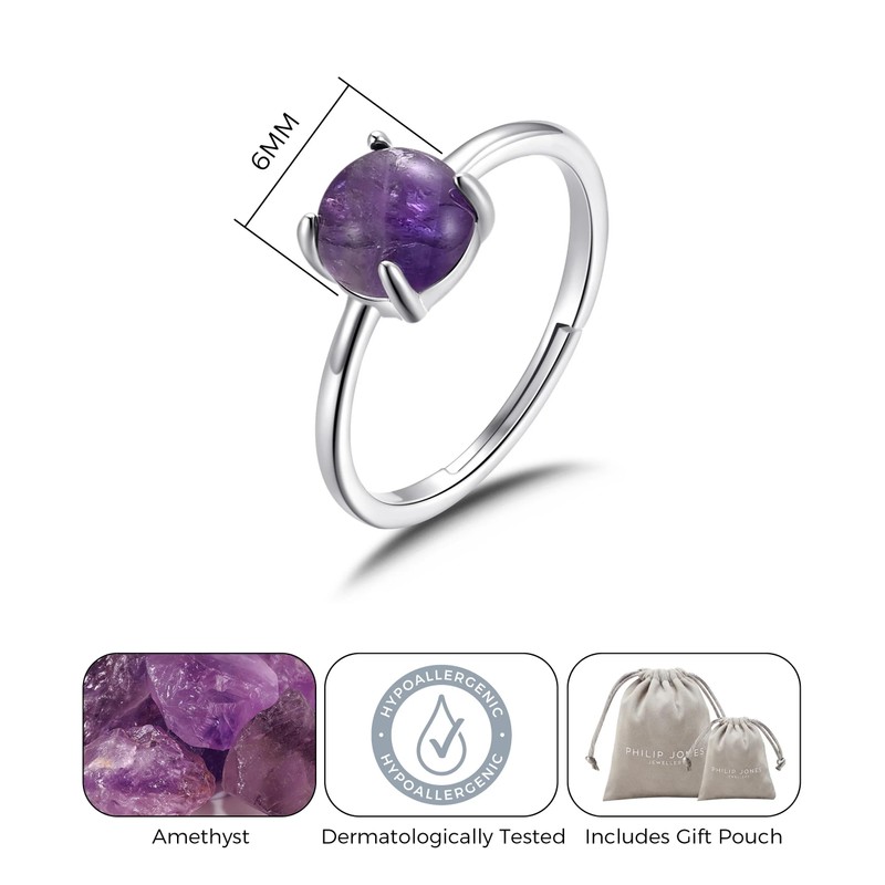 Philip Jones Amethyst Adjustable Ring