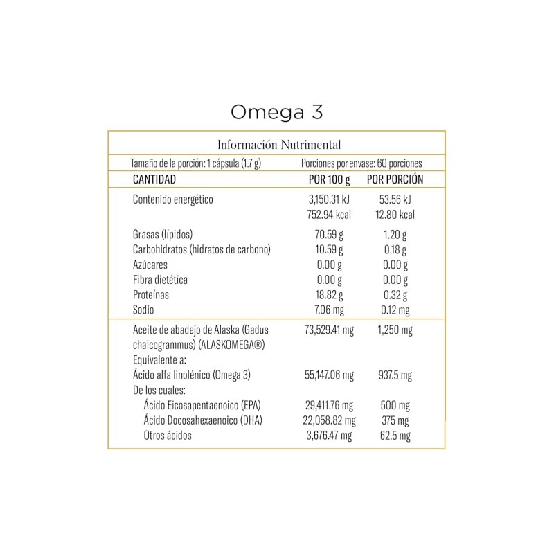 ELEMENTAL Omega 3 1200mg AlaskOmega EPA DHA 60 Cápsulas