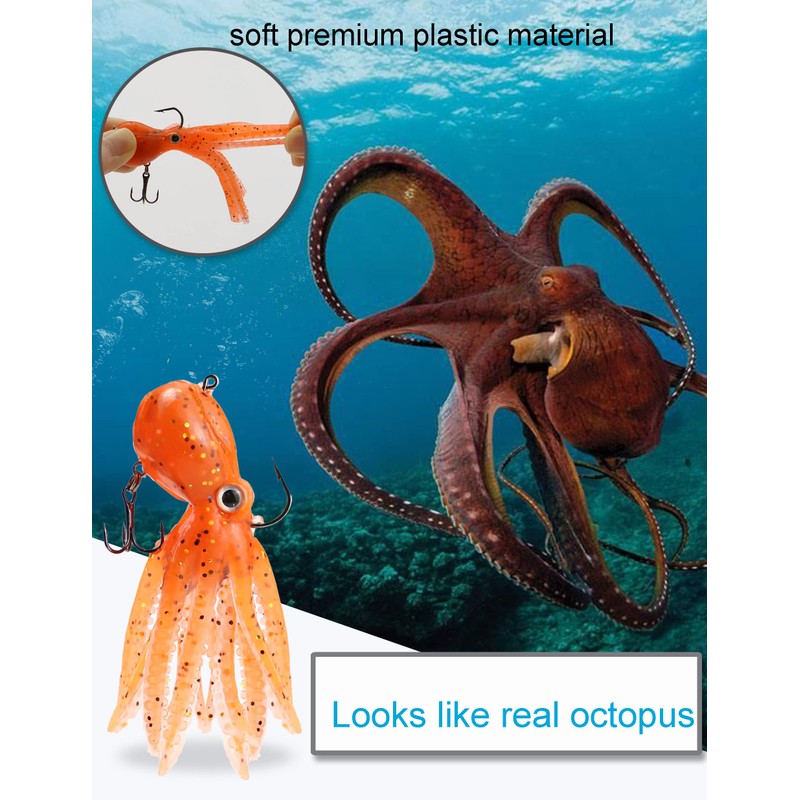 Octopus Swimbait Soft Fishing Lure with Skirt Tail, Lingcod Rockfish