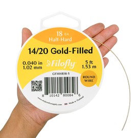 Filofly, 18 Gauge, 14/20 Yellow Gold-Filled Wire, Half Hard, Round, (5 FT)
