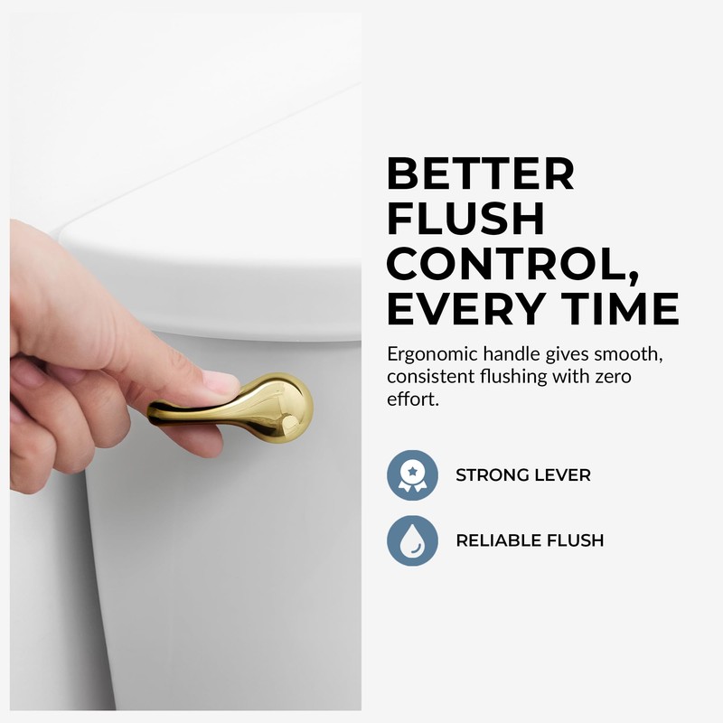 Qualihome Toilet Handle Replacement (Brass Polished, Side Mount)