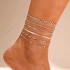 ZMJK Adjustable Waterproof Layered Anklets Bracelets for Women Summer Beach
