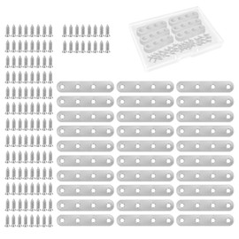 Diakey 30 Pack Flat Brackets for Braces, 7.7 x 1.6 x 0.16cm/3 x 0.6 x 0.06in Stainless Steel Straight Mounting Brackets Metal Mending Plate with Screws for Wood Furniture Repair Fixing