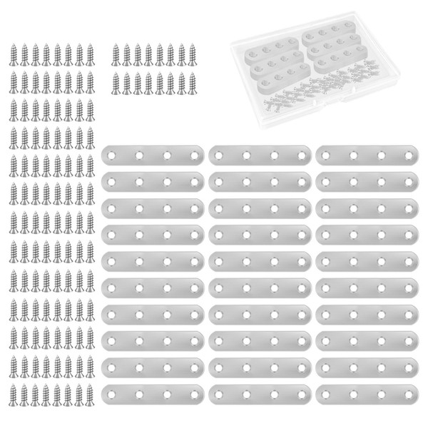 Diakey 30 Pack Flat Brackets for Braces, 7.7 x 1.6