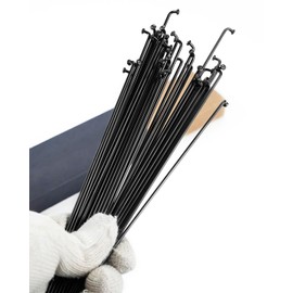 LUXU 14G J-Curved Bicycle Steel Spokes, Diameter 2 mm, 36 x Bicycle Spokes and 36 x Nipples, for MTB Wheel Spokes, E-Bikes, Downhill, Trekking, City Bikes (282 mm Black)