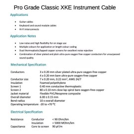Van Damme Pro Grade Classic XKE Instrument Cable, Blue - Per 10 ft length