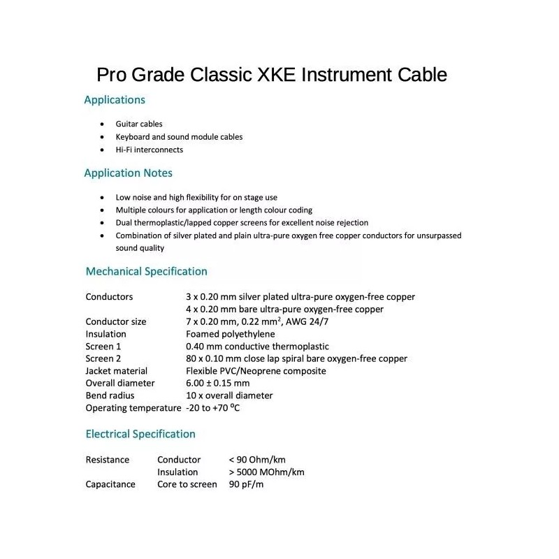 Van Damme Pro Grade Classic XKE Instrument Cable, Blue -