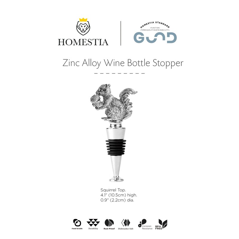 Homestia Squirrel Wine Stopper, Bottle Stopper Wine Saver, Reusable Wine