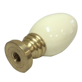 Royal Designs Ceramic Egg Shaped 2.25 Lamp Finial for Lamp Shade, Beige, Polished Brass Base