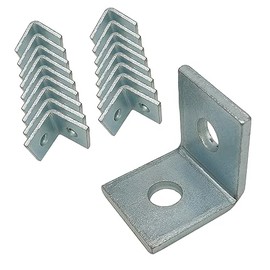 10 Pack - 2 Hole, L Shaped 90 Degree Connector Bracket for All 1-5/8" Strut Channel - Heavy Duty, Electro-Galvanized (10)