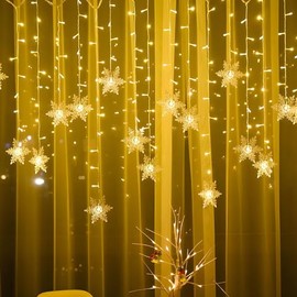 600 LED Cortina de Luces, 6Mx3M Cadena de Luces Impermeable, 8 Modos de Luces, IP 44 Impermeable,Para Interior y Exterior, Navidad, Fiesta, Cumpleaños, Boda (Warm)