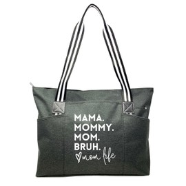 Mommy Bag for Hospital - Mama Bear Mom Tote Bag - Mom Bags for Women, Maternity Gift Bags for Mamas (Mama Mommy Mom Bruh Tessa Black)