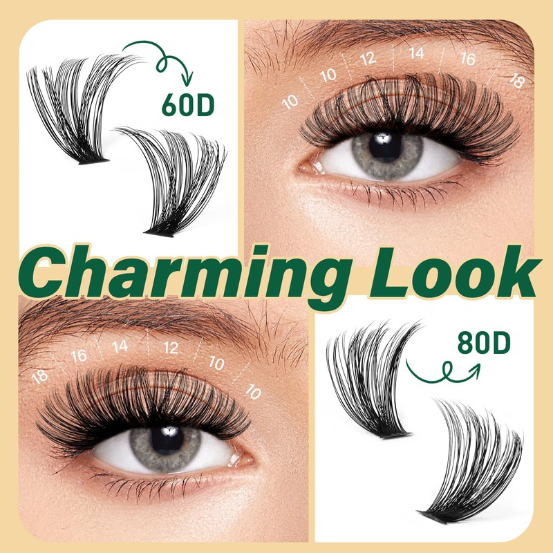 KEYYOU DIY Lash Extension Kit 280pcs Soft Lash Clusters 60D+80D