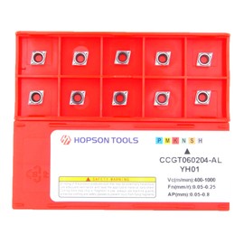 Hopson Tools CCGT060204-ALU Indexable Inserts, HM Indexable Inserts for Machining Aluminium or Non-ferrous Metals, Pack of 10