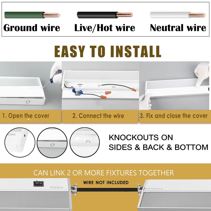 Ansen 2Packs of Under Cabinet Lighting Hardwired, 12in 10W 666LM