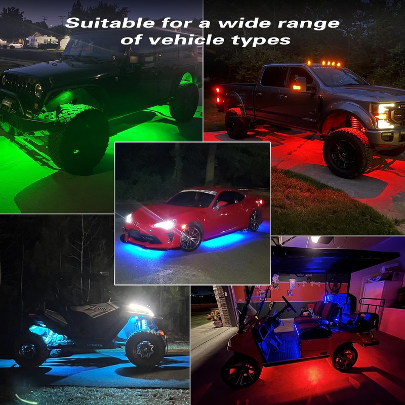 12Pods Segmented RGB LED Rock Lights with APP/RF Remote Control,
