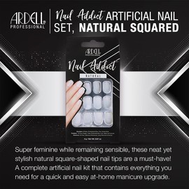Ardell Nail Addict - Natural Style - Artificial Nails - Salon Quality Nail Tips for Home (Natural Squared)