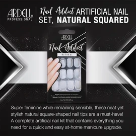 Ardell Nail Addict - Natural Style - Artificial Nails - Salon Quality Nail Tips for Home (Natural Squared)