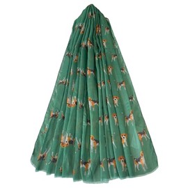 GFM® Women's Beagle Dogs Print Scarf- BG-761- Green- (PSCF-FS-BG-761-E-HR)