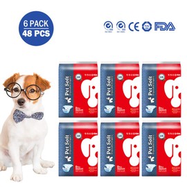 Pet Soft Doggie Diapers Female - Disposable Dog Diapers for Girl Puppy Dogs Cats, Diapers for Little Pets M 48 pcs