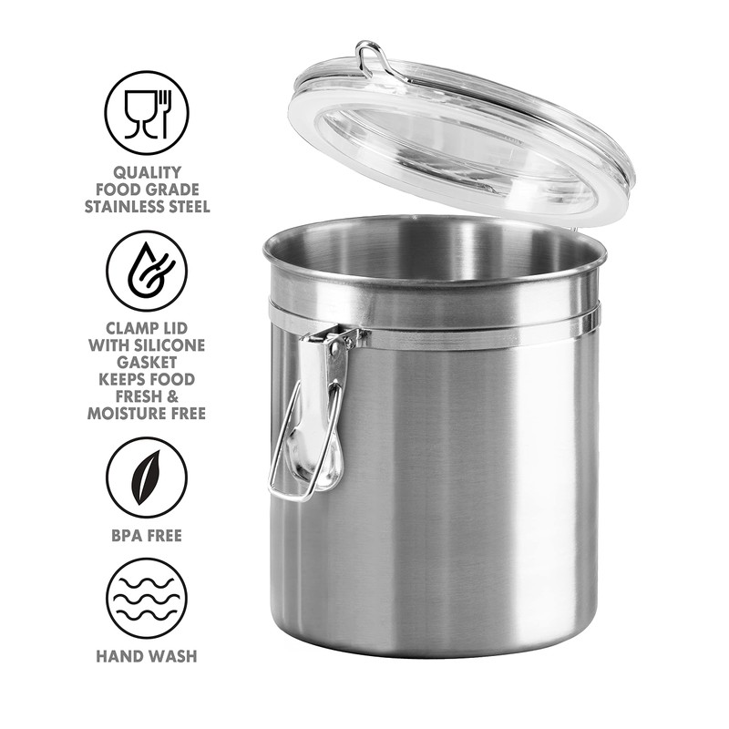 Oggi Set of 4 Stainless Steel Kitchen Canisters - Airtight