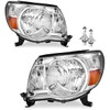 Headlights Assembly Compatible with 2005-2011 Toyota Tacoma Headlamp Replacement Chrome Housing Amber Reflector Driver & Passenger Side