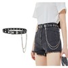 FIORETTO Grommet Leather Belt with Detachable Chain Women Men Punk