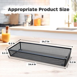 Smgmg Silverware Drawer Organizer, Silverware Organizer for Drawer, 2 Pack 14.7" X 6.1" X 2" Utensil Organizer for Kitchen Drawers, Kitchen Drawer Organizer for Large Utensils with Interlocking Arm