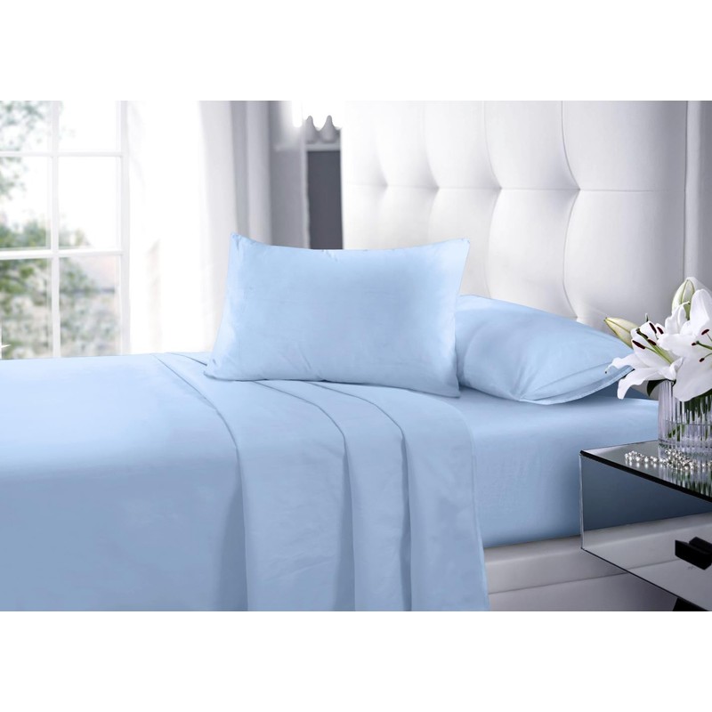 Goldstar Sky Blue Super King Flat Sheet Soft Microfibre Easy