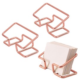 ASTIMESA 3 Pack Rose Gold Business Card Holder Desk, Metal Business Card Display Stand, Modern Name Business Card Organizer for Desktop Office Home Reception School Women Men (Rose Gold)