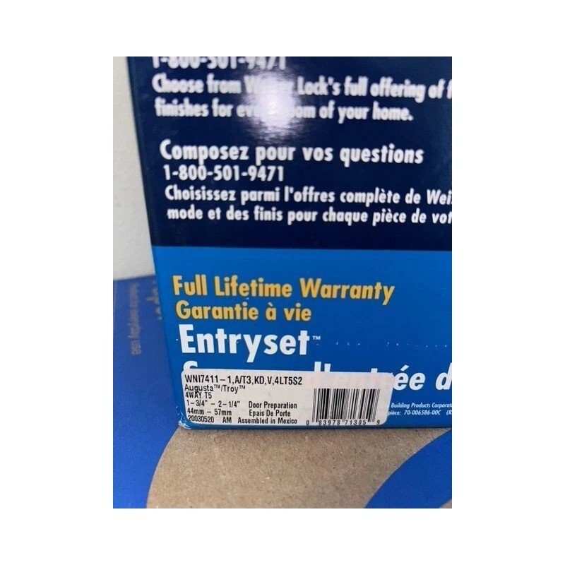 WEISER LOCK ENTRYSET DOOR KNOB AND DEADBOLT SET