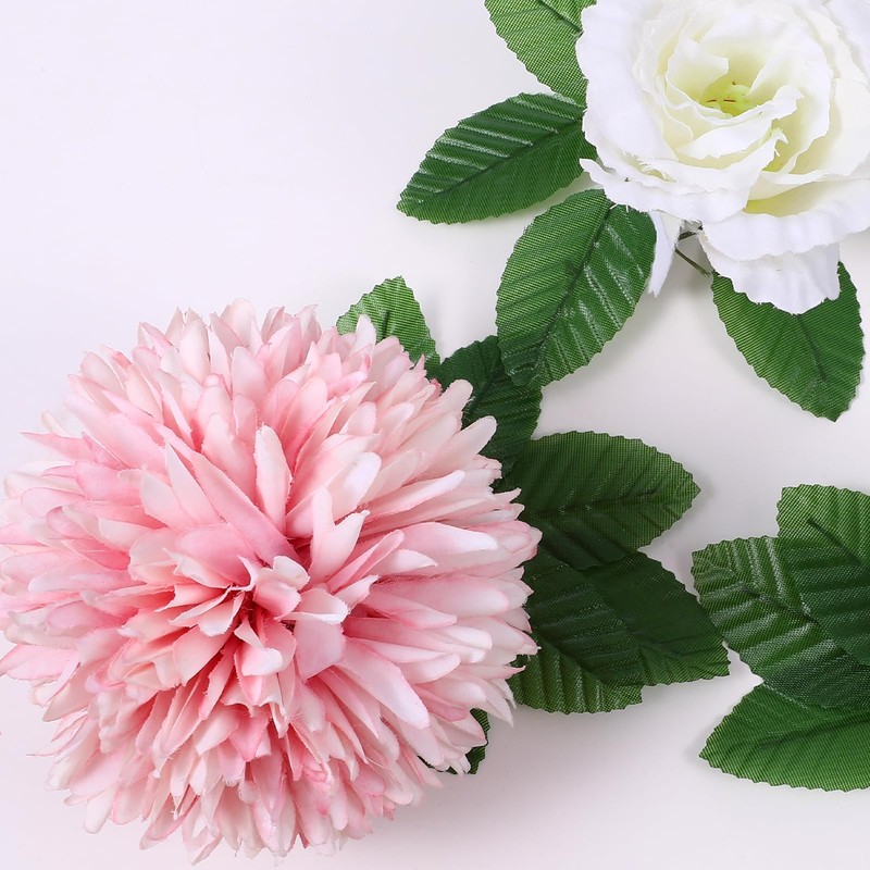 Sliverdew 50 Pcs Artificial Green Leaves Rose Leaves Bulk Fake