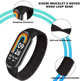 LEIXIUER Braided Solo Loop Band for Xiaomi Smart Band 9 8 Strap Women Men,Soft Elastic Nylon Replacement Wristband for Xiaomi Mi Strap 9/8