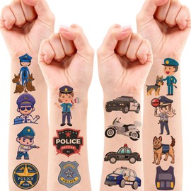 Police Birthday Party Decorations Favors Supplies Police Car Themed Decor 82 PCS Tattoo Stickers Cute Gifts for Kids Girls Boys Classroom Prizes Rewards