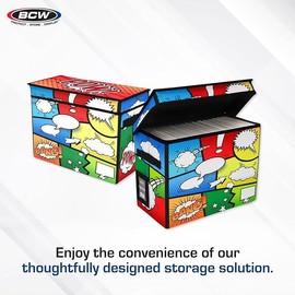 BCW Comic Foldaway | Collapsible Comic Book Storage Tote for 125-150 Comic Books | Foldable Box for Comic Books (4 Pack, Pow!)