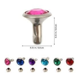 EXCEART Pack of 120 Crystal Rivets Rhinestone Rivets 8 mm Quick Rivets Leather Rivets Quick Leather Craft Crystal Rivets Leather Craft Clothing Accessories Decor for Leather Crafts