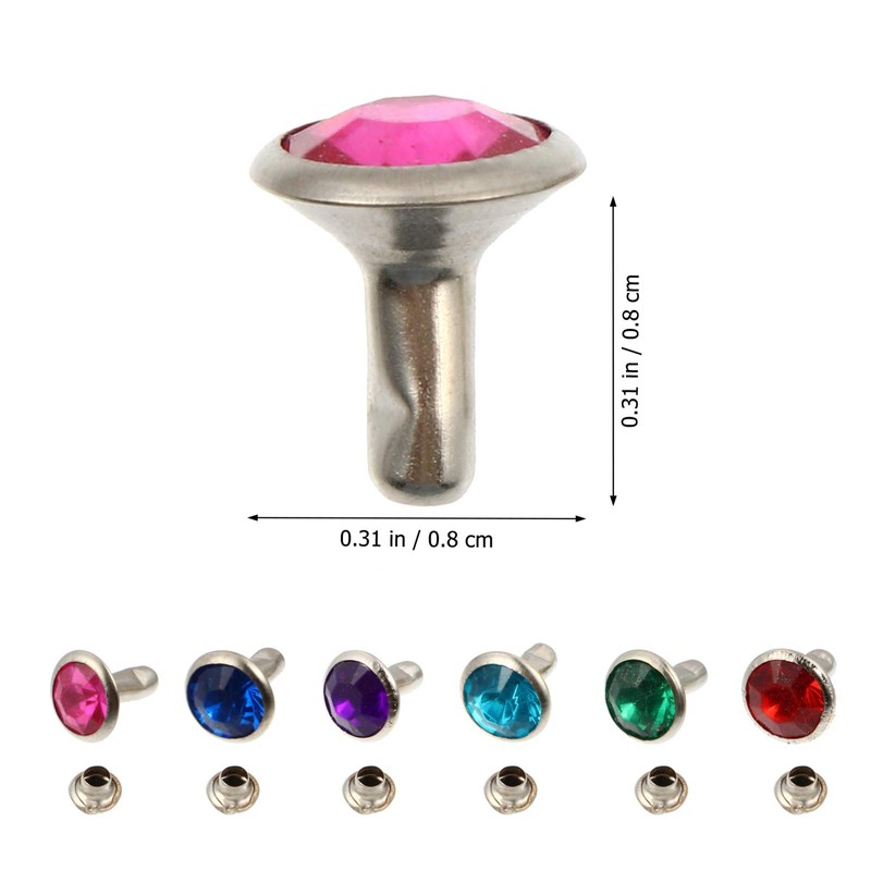 EXCEART Pack of 120 Crystal Rivets Rhinestone Rivets 8 mm