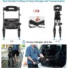 MAXWALK 12" Rubber Wheels All-Terrain Rollator Walker w/Seat Backrest Folding