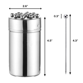 Amersis 4.5" Metal Cocktail Picks 21Pack+Holder Kit,Premium 304 Stainless Steel Reusable Appetizer Skewers Set for Sandwiches, BBQ Snacks, Cocktails. (4.5 inch)