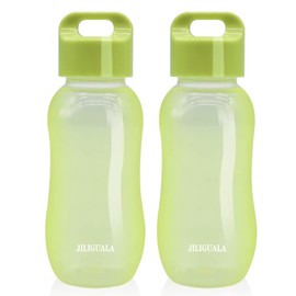 JILIGUALA Tazas de viaje de plástico para café, botella de agua deportiva, taza para leche, café, té, jugo, tamaño 350 ml, verde, paquete de 2